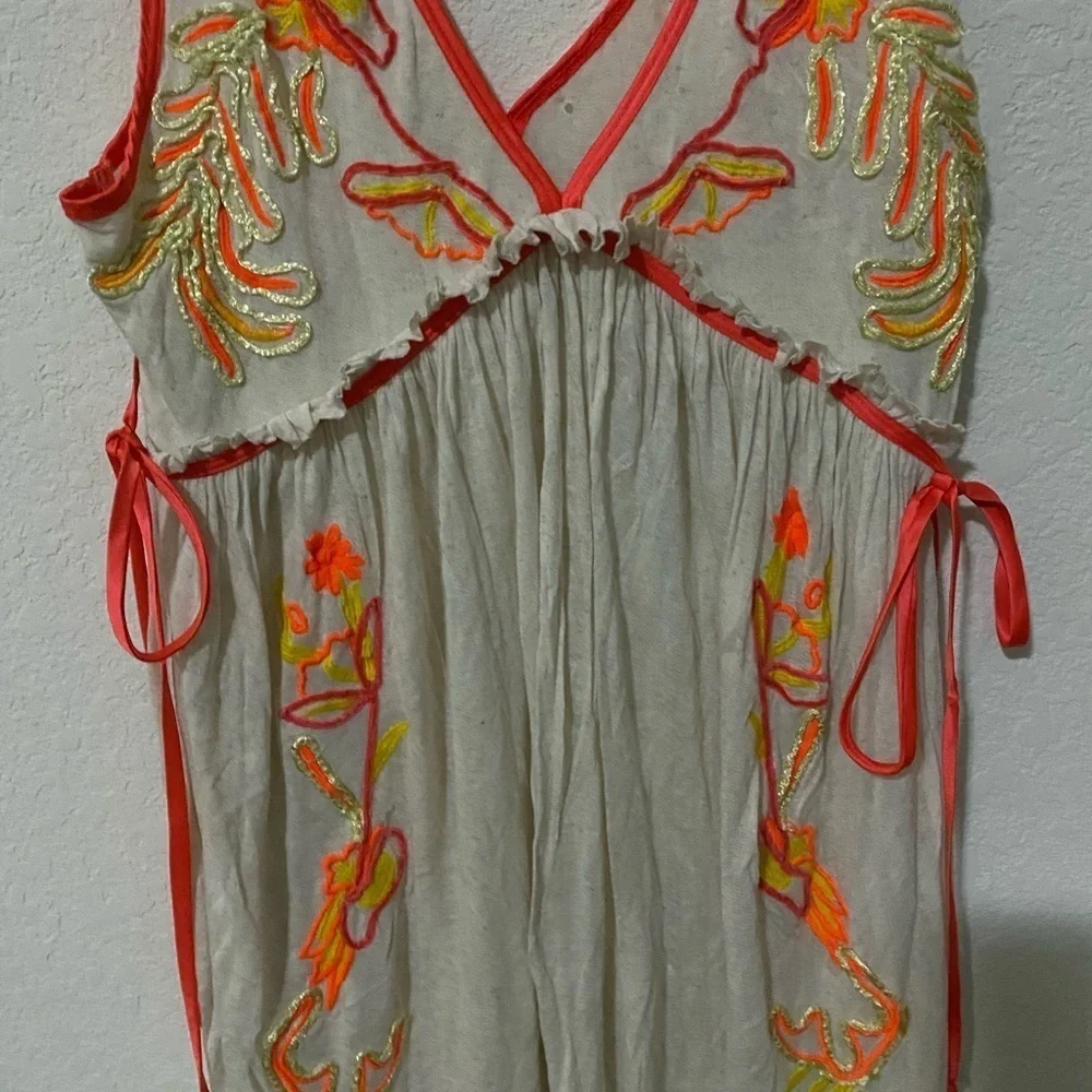 Free People Summer Lovin Embroidered Asymmetrical Boho Tunic Top Dress Size XS